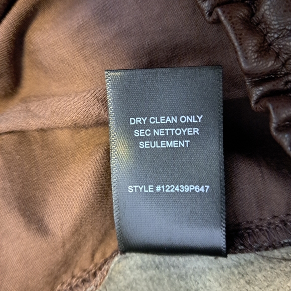 REBECCA TAYLOR VEGAN LEATHER WIDE LEG PANTS W/DRAWSTRING WAIST, DATE BROWN S - Picture 14 of 15